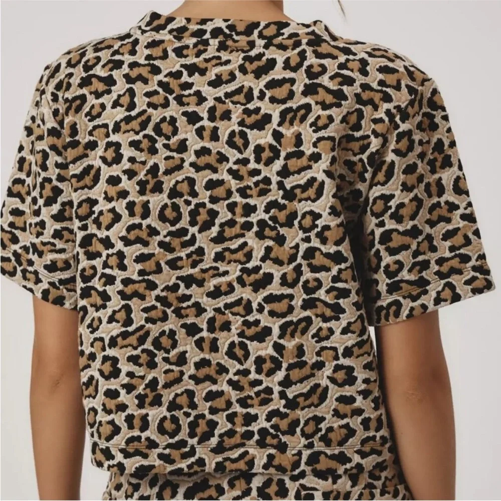 Maeve Knit Boxy Tee in Leopard Print NWT - Picture 3 of 5